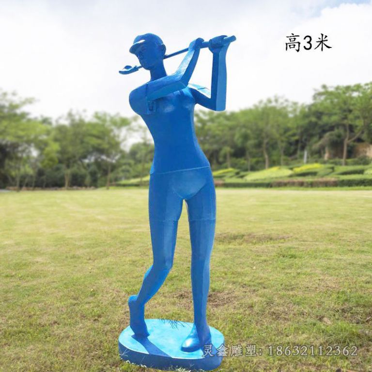 不锈钢彩绘高尔夫球人物雕塑