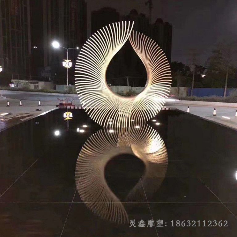 不锈钢发光抽象景观雕塑