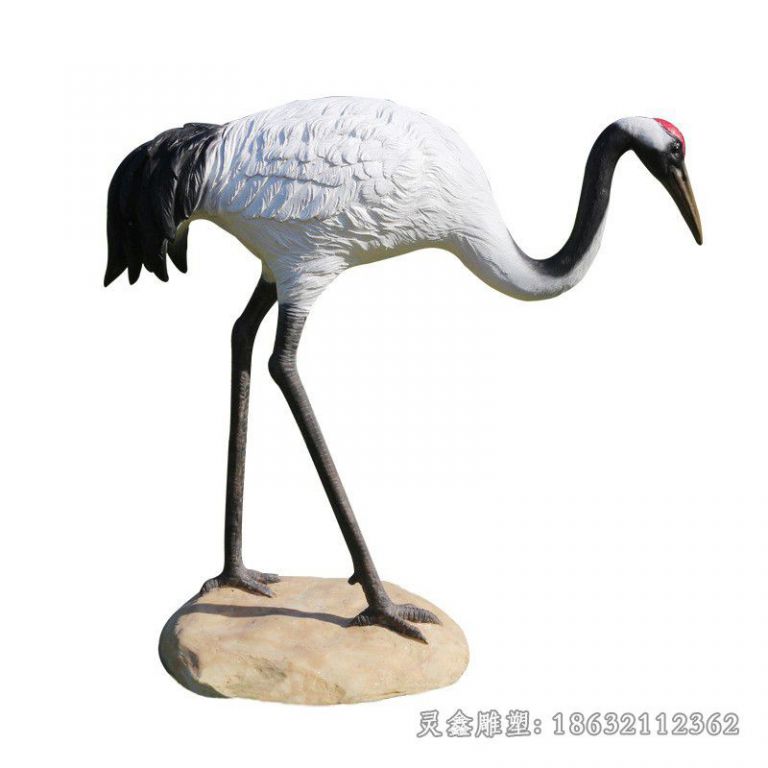 不锈钢白色仙鹤街边雕塑