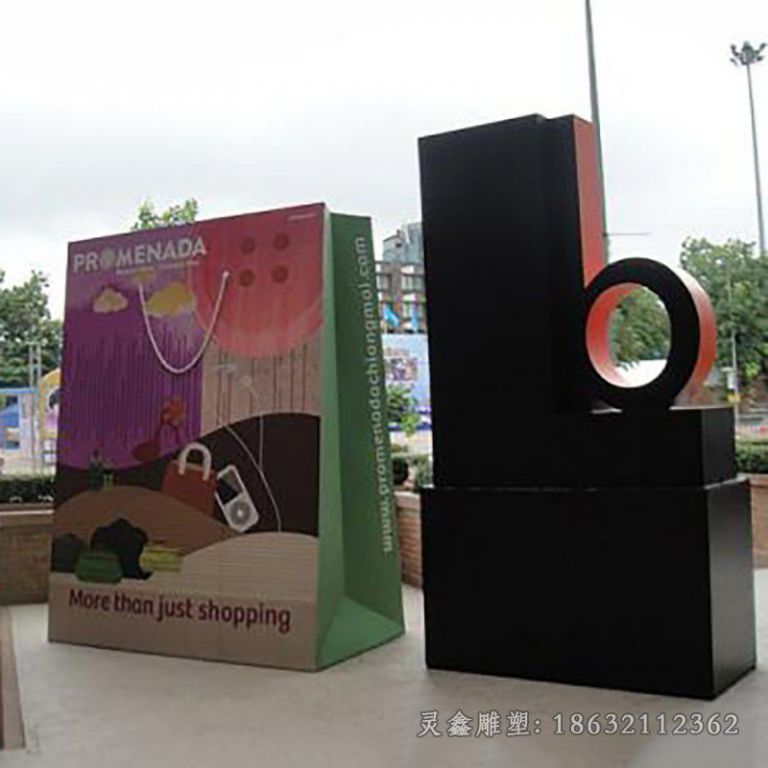 不锈钢彩绘购物袋城市雕塑