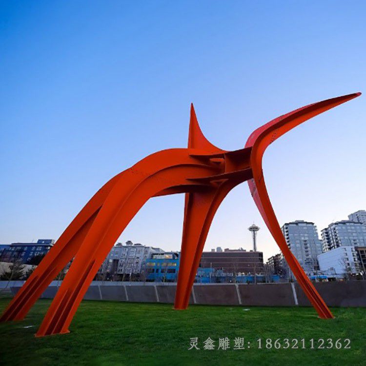 不锈钢红色城市标志雕塑