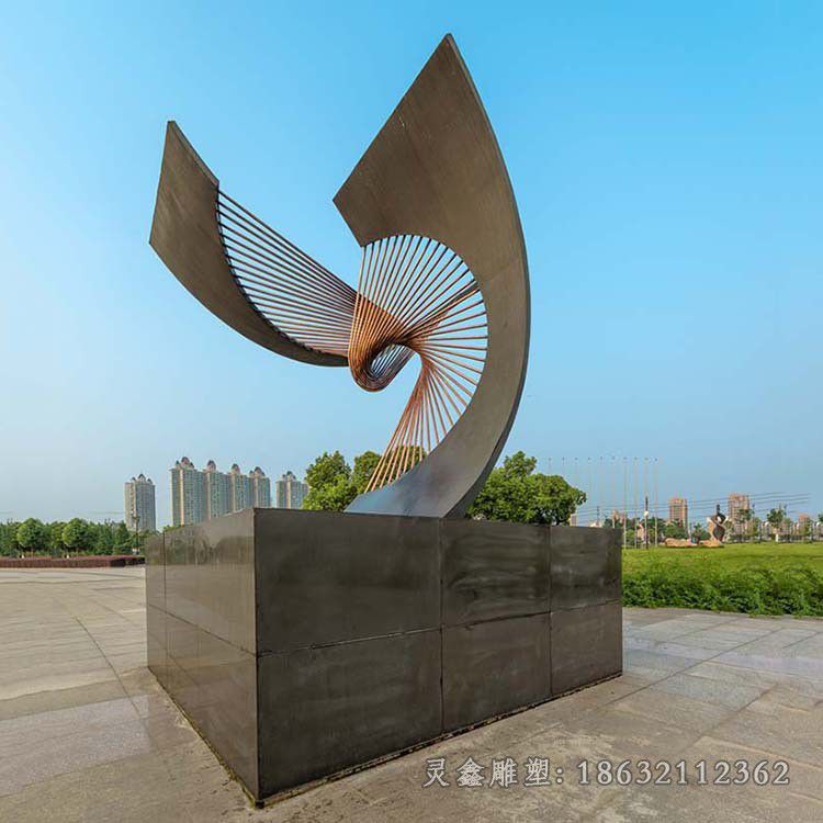 不锈钢抽象镜面标志雕塑