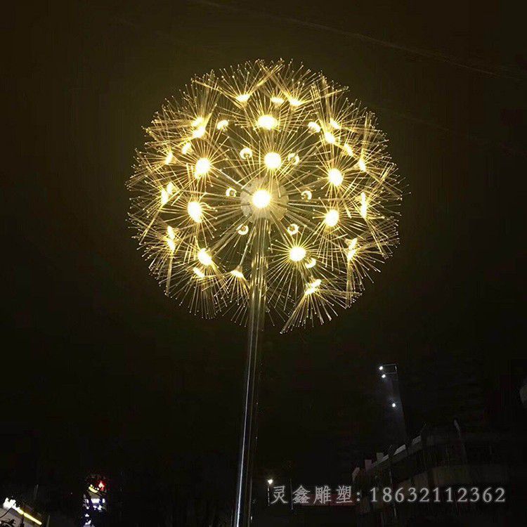 不锈钢发光蒲公英景观雕塑