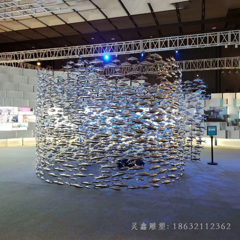 动物鱼群景观不锈钢雕塑