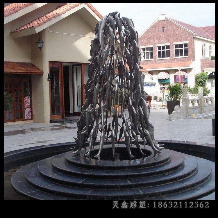 动物鱼群镜面不锈钢雕塑