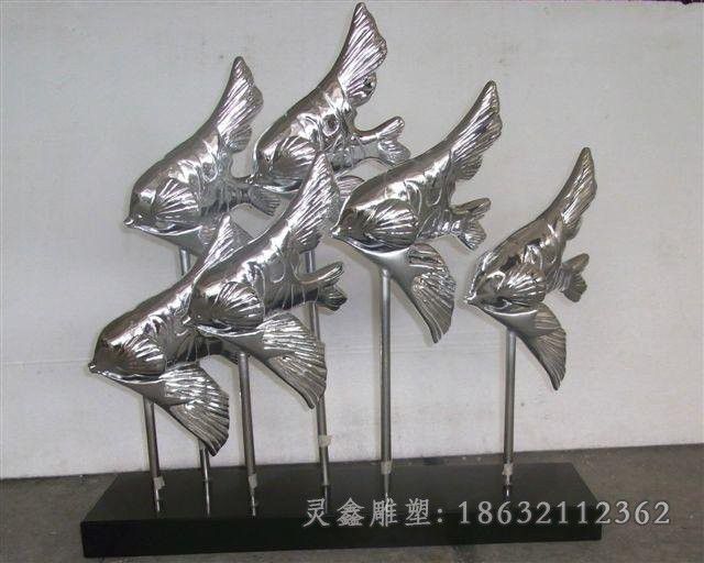不锈钢抽象鱼动物雕塑