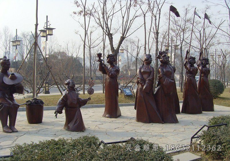 古代人物景观公园铜雕