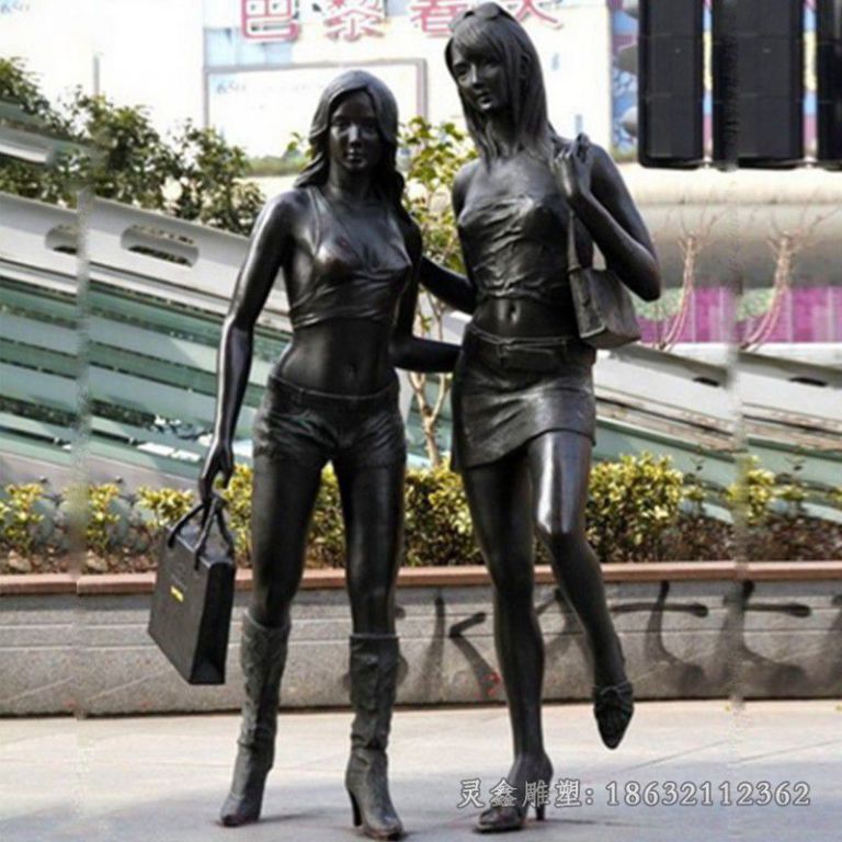 购物人物城市景观铜雕