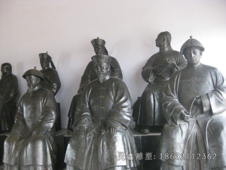 古代官员广场人物铜雕