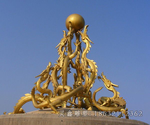 九龙戏珠广场景观铜雕