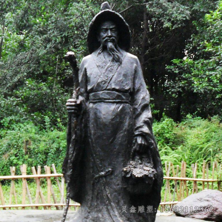 古代名人户外人物铜雕