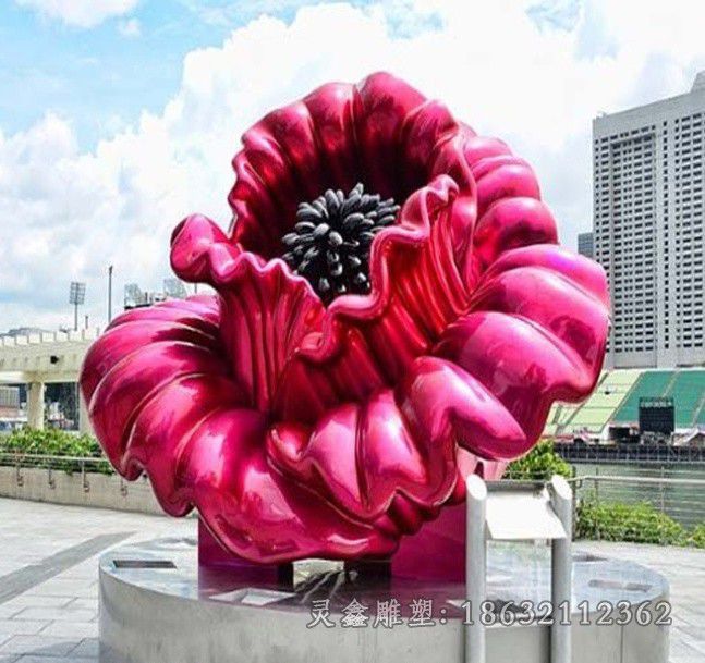 不锈钢彩绘花公园雕塑