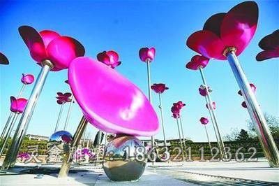 不锈钢彩绘花户外雕塑