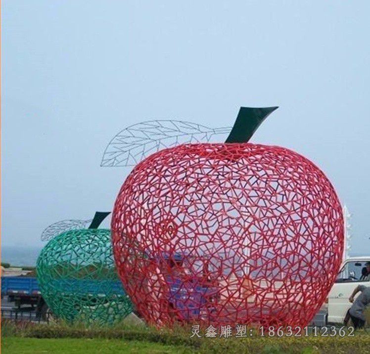 镂空苹果景观不锈钢雕塑
