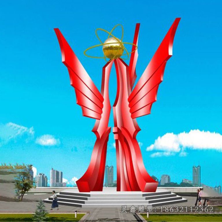 不锈钢企业抽象景观雕塑