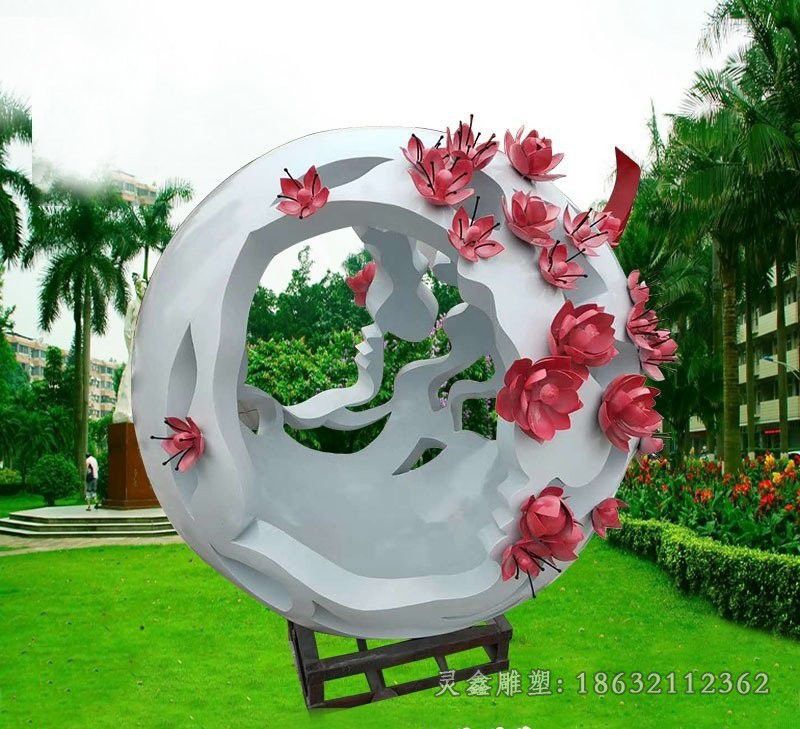 不锈钢彩绘花朵公园雕塑