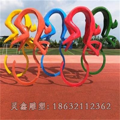 不锈钢抽象自行车城市雕塑