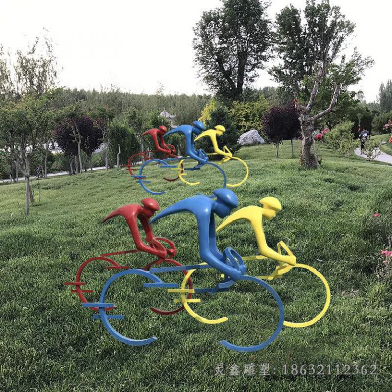 不锈钢抽象自行车庭院雕塑