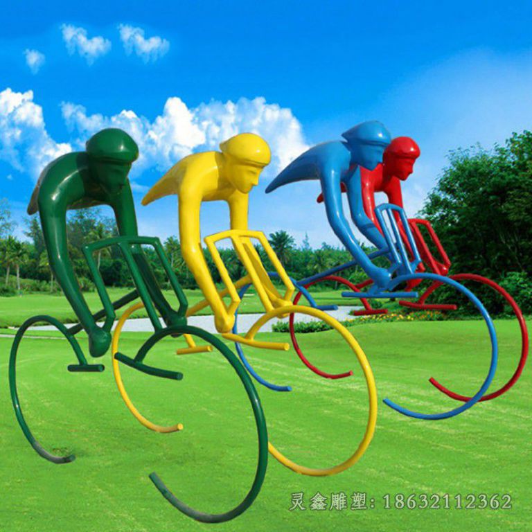 不锈钢抽象自行车景区雕塑