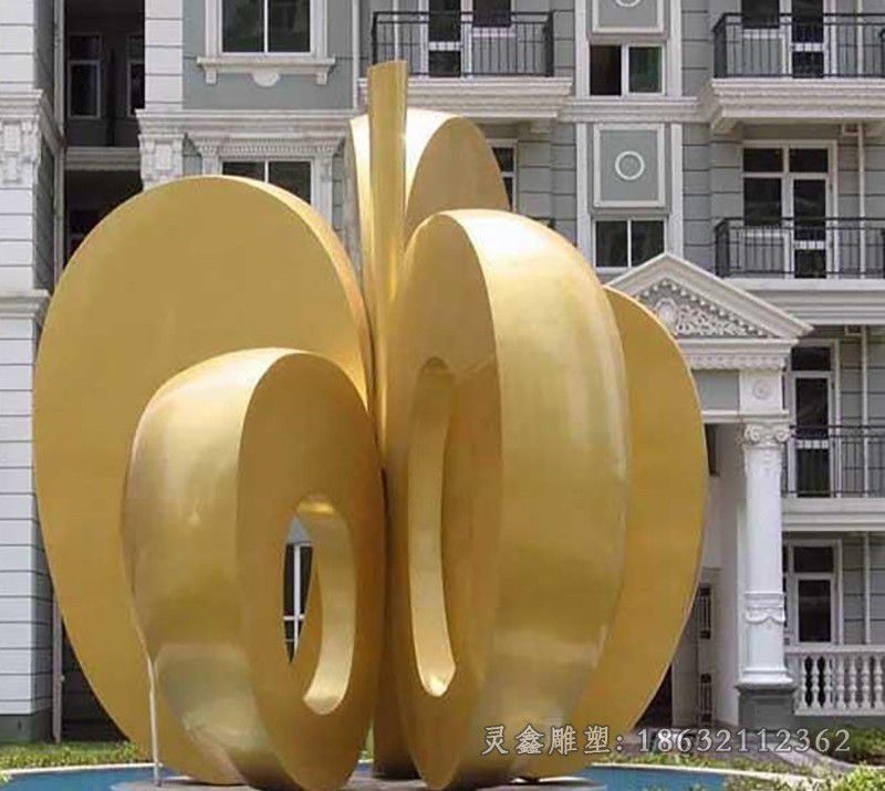 不锈钢金色苹果广场雕塑