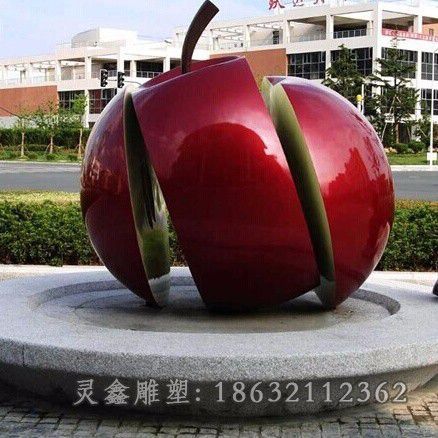 不锈钢红苹果广场雕塑