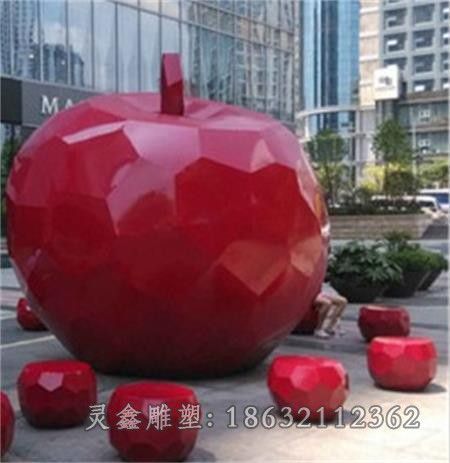 不锈钢红苹果校园雕塑
