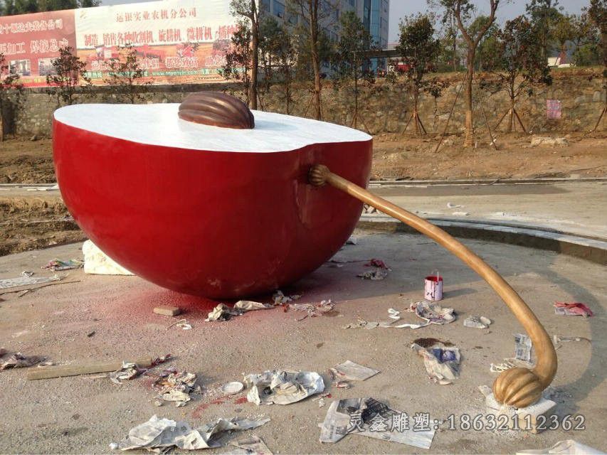 不锈钢红苹果小区雕塑