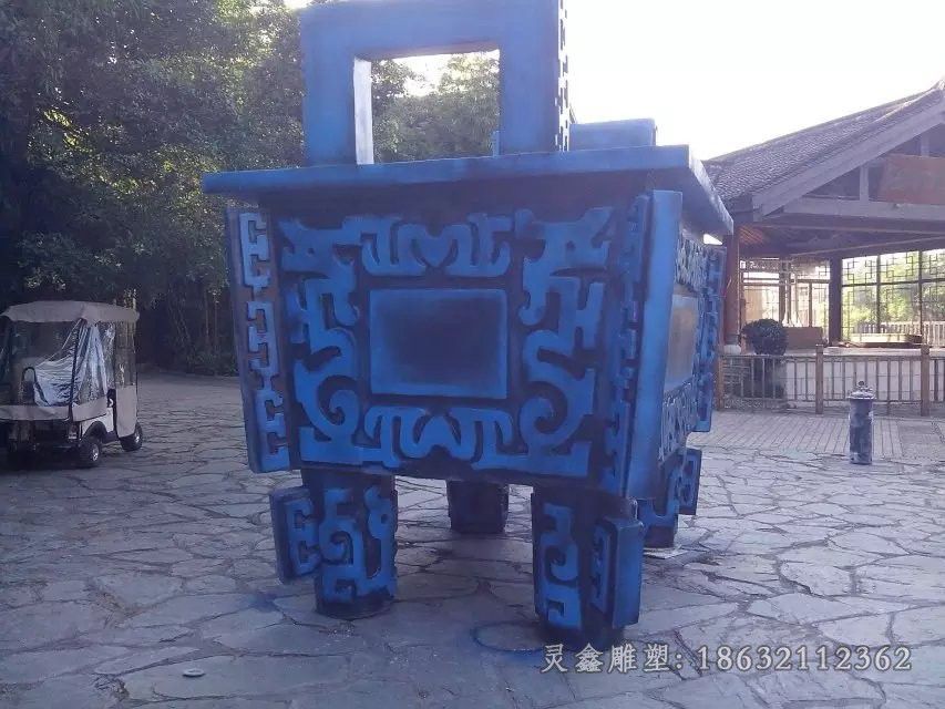 方形铜鼎户外景观铜雕