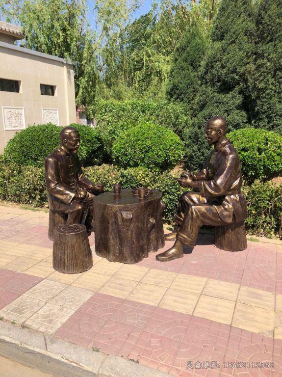 古人品茶人物景观铜雕