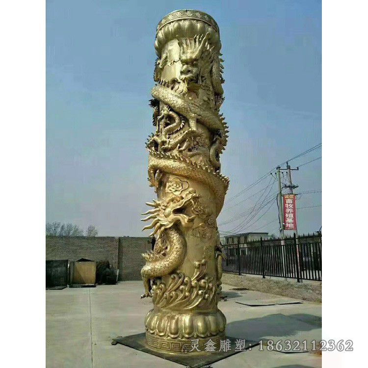 龙柱户外景观铜雕