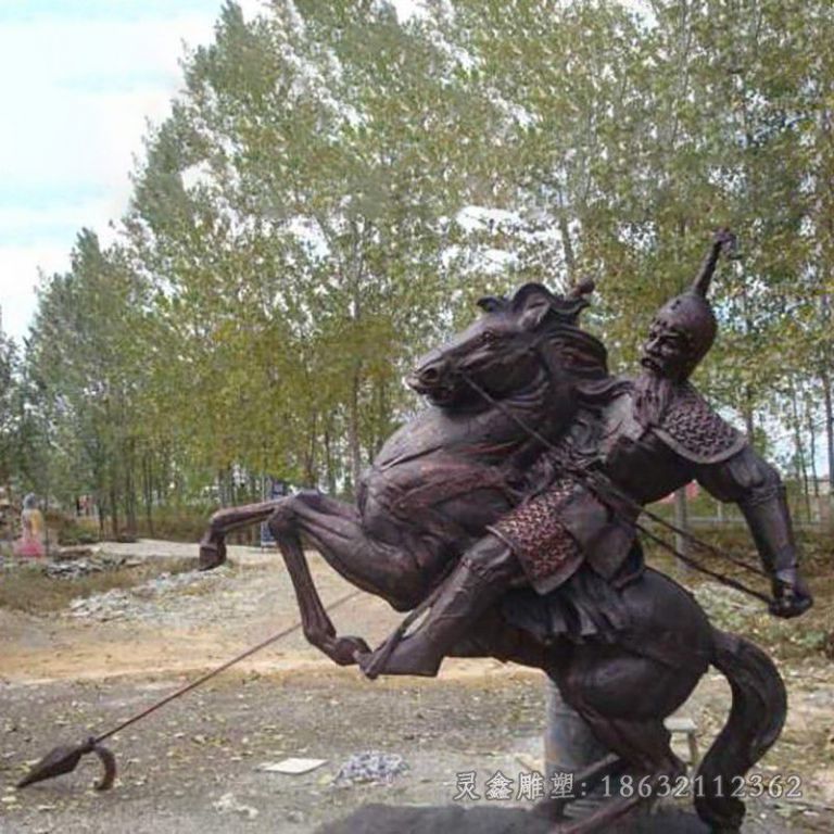 古代骑马人物景观铜雕