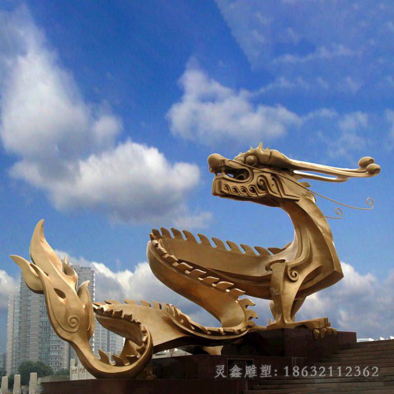 神兽龙彩绘校园铜雕