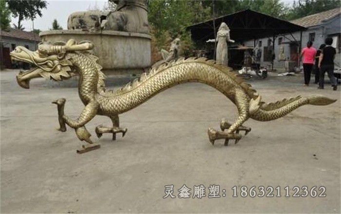 神兽龙彩绘户外铜雕