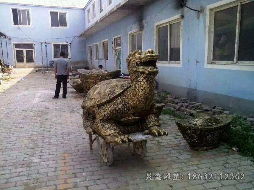 彩绘龙龟城市景观铜雕