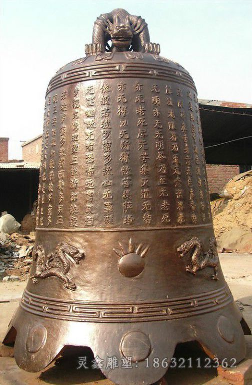 彩绘铜钟户外景观铜雕