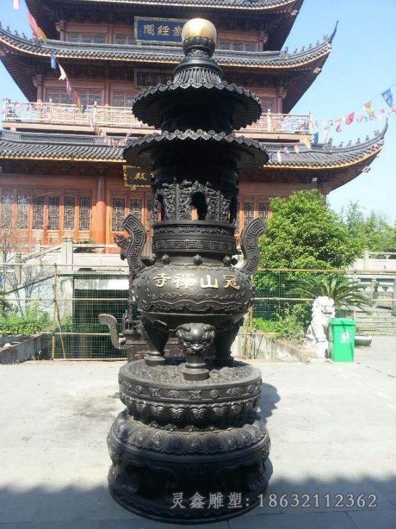 三足塔炉景观寺庙铜雕