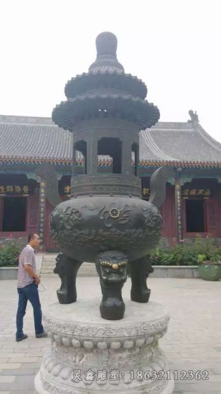 三足香炉景观寺庙铜雕