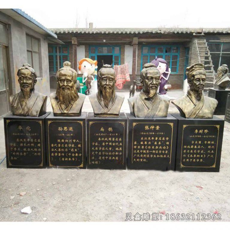 古代名医胸像景观铜雕