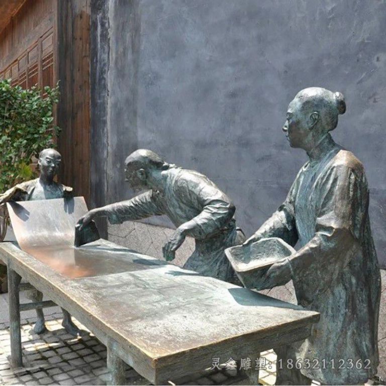 古代人物景观街边铜雕