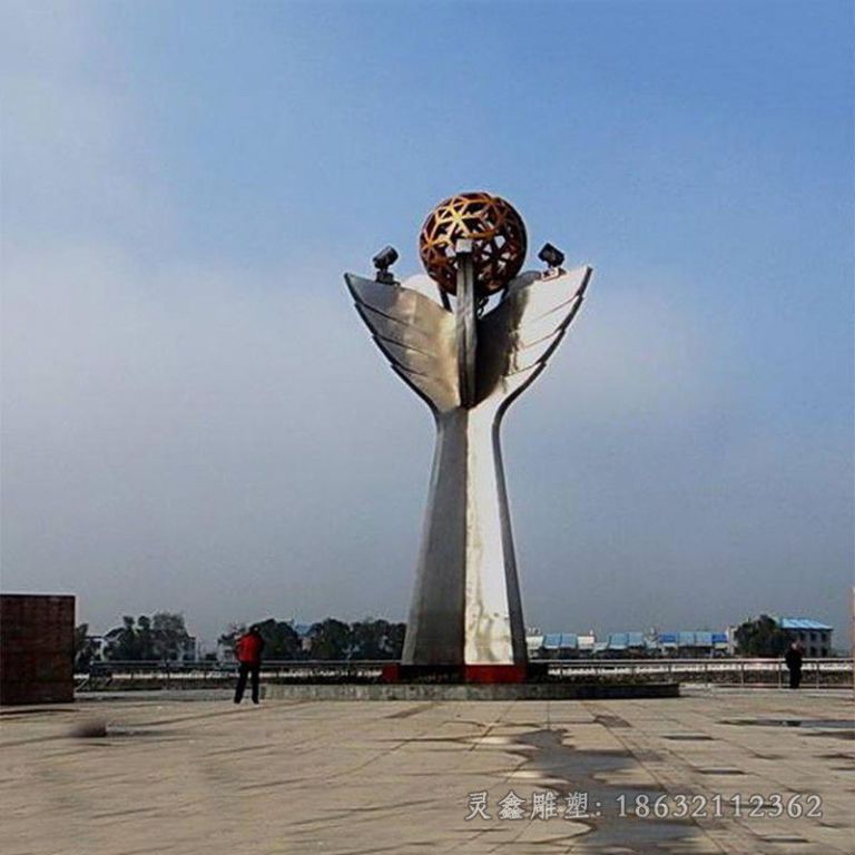 不锈钢抽象镂空球景观雕塑