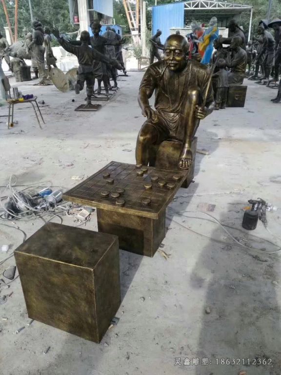 古代人物下象棋景区铜雕