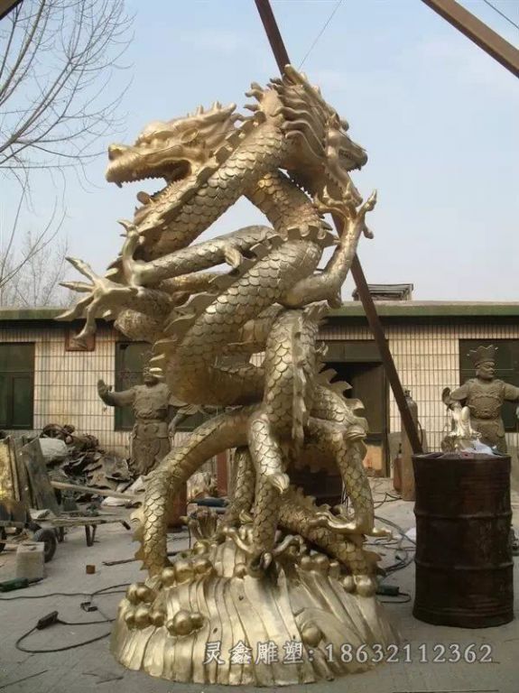 双龙城市景观动物铜雕