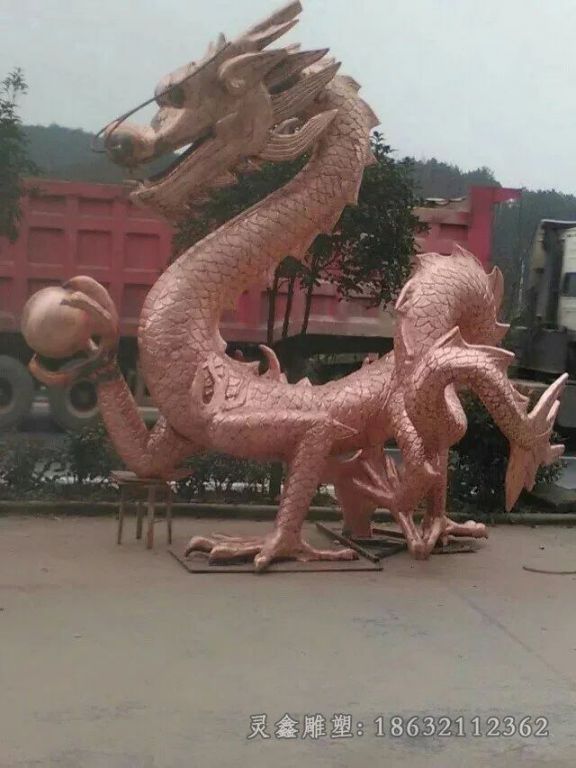 神龙戏球广场景观铜雕