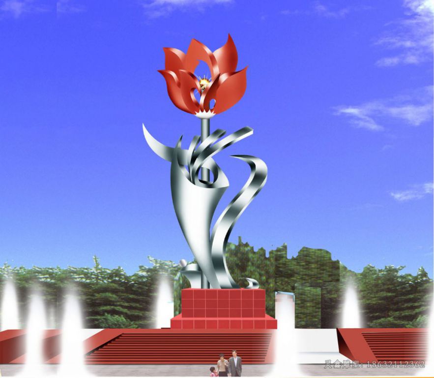 不锈钢花朵户外景观雕塑