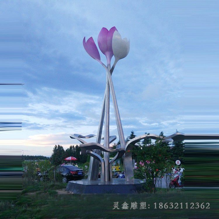 不锈钢花朵景区景观雕塑