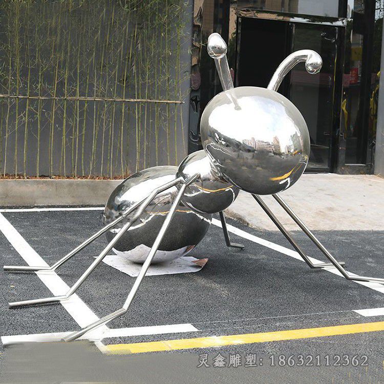 镜面蚂蚁街边不锈钢雕塑
