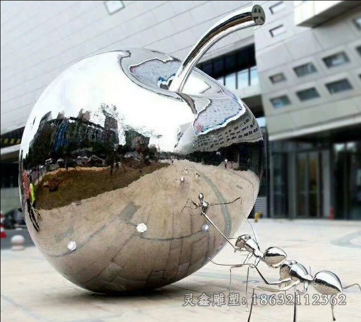 不锈钢镜面苹果广场雕塑