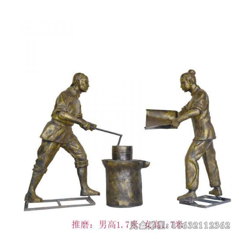 农耕文化装粮食广场铜雕