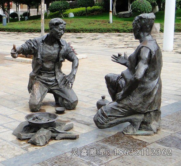 喝酒划拳城市人物铜雕