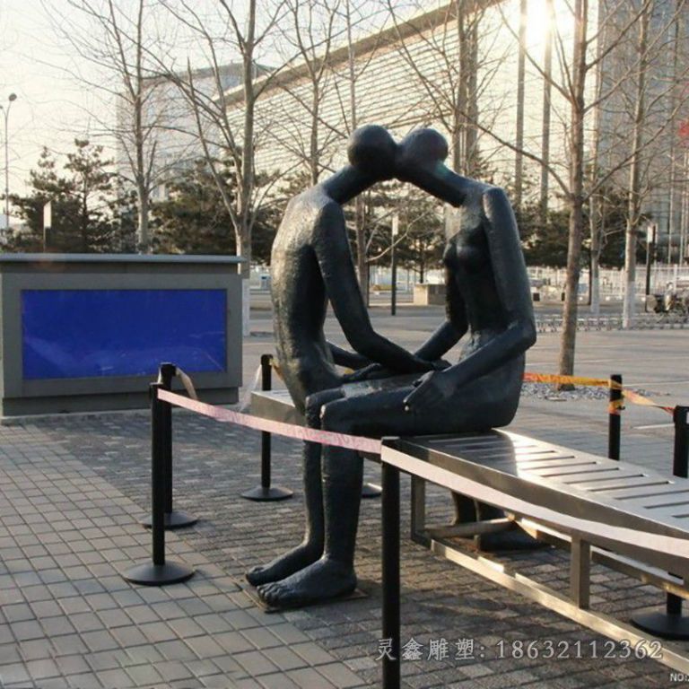 抽象情侣人物城市铜雕